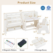 Kids Writing Desk and Chair Set with Side Bookshelves