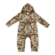 Long sleeves camo baby boys fall hooded romper