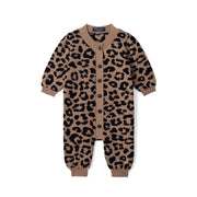 Leopard Baby Knit Button Romper