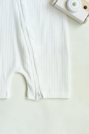 Organic Rib Cotton Baby Romper with Double Zipper