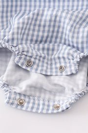 Blue woven check pumpkin embroidery girl bubble