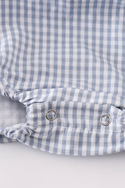 Blue woven check pumpkin embroidery boy bubble