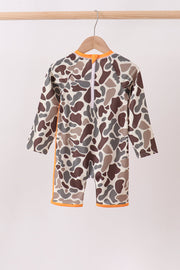 Camo Mallard Embroidered UPF Swim One-Piece