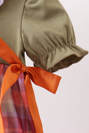 Camel Pumpkin Embroidery Ruffle Plaid Bubble