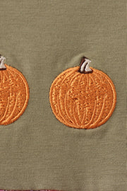 Camel Pumpkin Embroidery Plaid Dress
