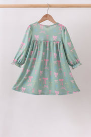 Sage Bow Ruffle Dress