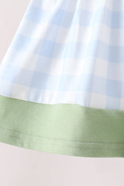 Blue Pumpkin Embroidery Gingham Bloomer set