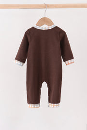 Brown deer applique romper