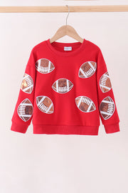 Red football sequin mom&me top