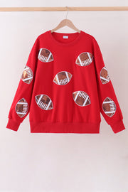 Red football sequin mom&me top