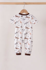 Brown zoo animal romper