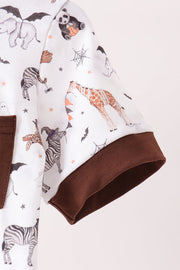 Brown zoo animal pocket top