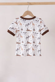 Brown zoo animal pocket top