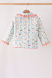 Blue hydrangea ruffle jacket