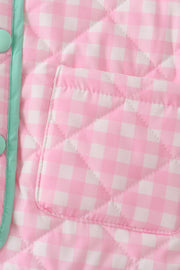 Pink hydrangea gingham ruffle jacket