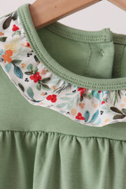Sage Reindeer Applique Ruffle Bloomer Set