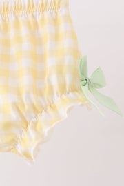 Green Princess Frog Embroidery Ruffle Bloomer Set