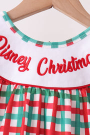 Red Character Embroidery Gingham Bloomer Set