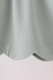 Green turkey embroidery scalloped dress