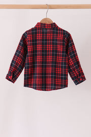 Red plaid button down shirt