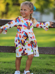 Thanksgiving Turkey Print Girls Dress