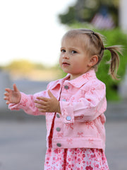 Pink Fall Girls Denim Jacket