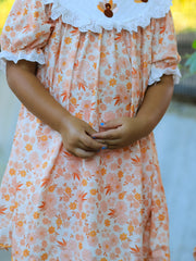 Thanksgiving Turkey Floral Lace Ruffle Girls Dress