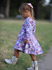 Halloween Ghost Pumpkin Girls Long Sleeve Twirl Dress