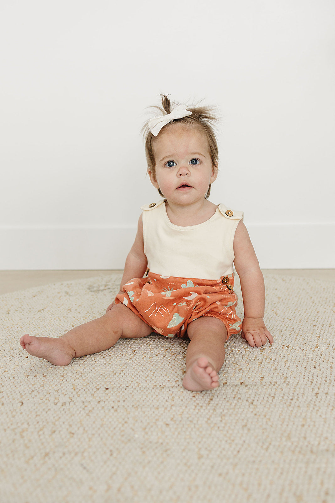 Organic Cotton Baby Bubble Romper – GOTS Certified Infant Outfit – Desert
