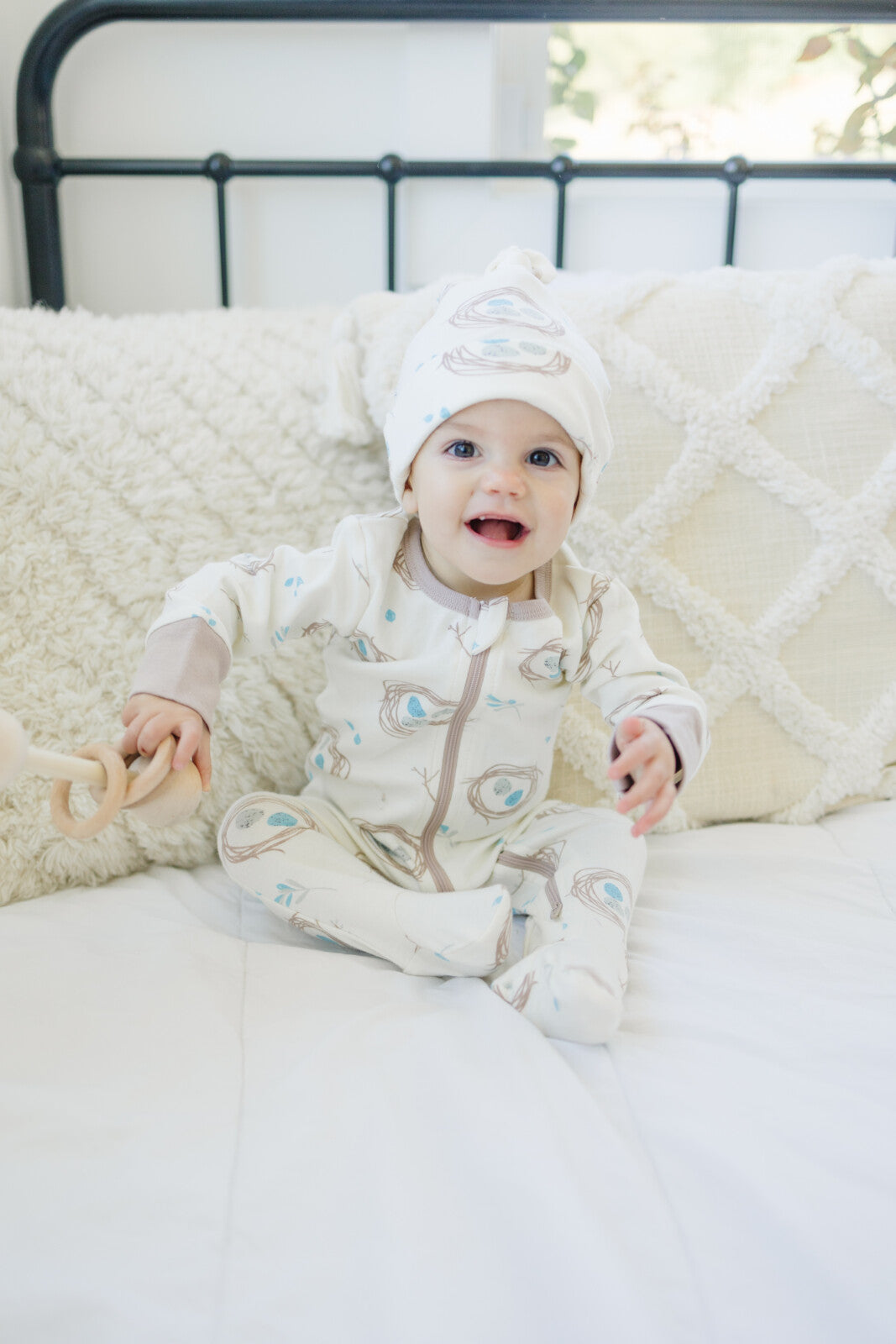 GOTS Certified Organic Cotton Zippy Footed - Quail Nest