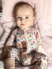 Highland Cow Bamboo Baby Zipper Romper