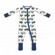 Vintage Cars Bamboo Baby Zipper Romper