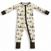 Camping Bears Bamboo Baby Zipper Romper