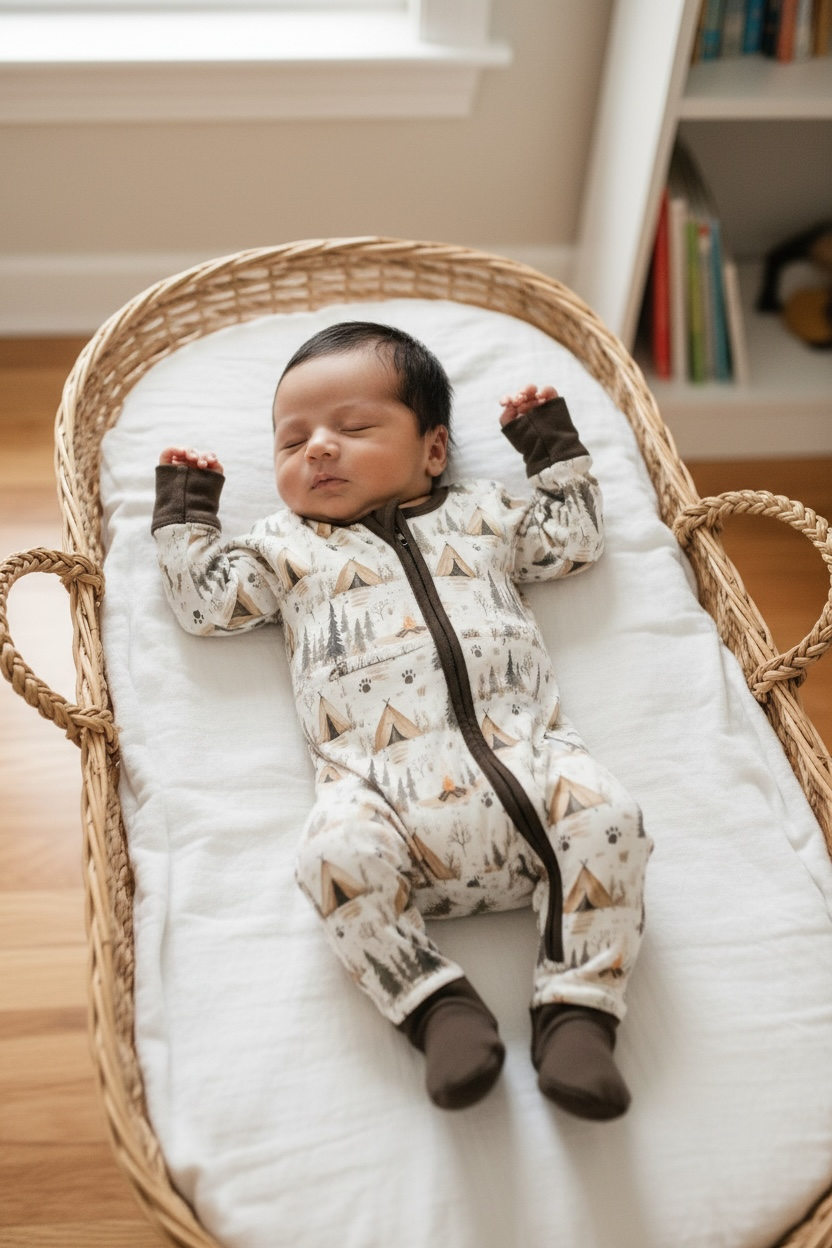 Camping Bears Bamboo Baby Zipper Romper