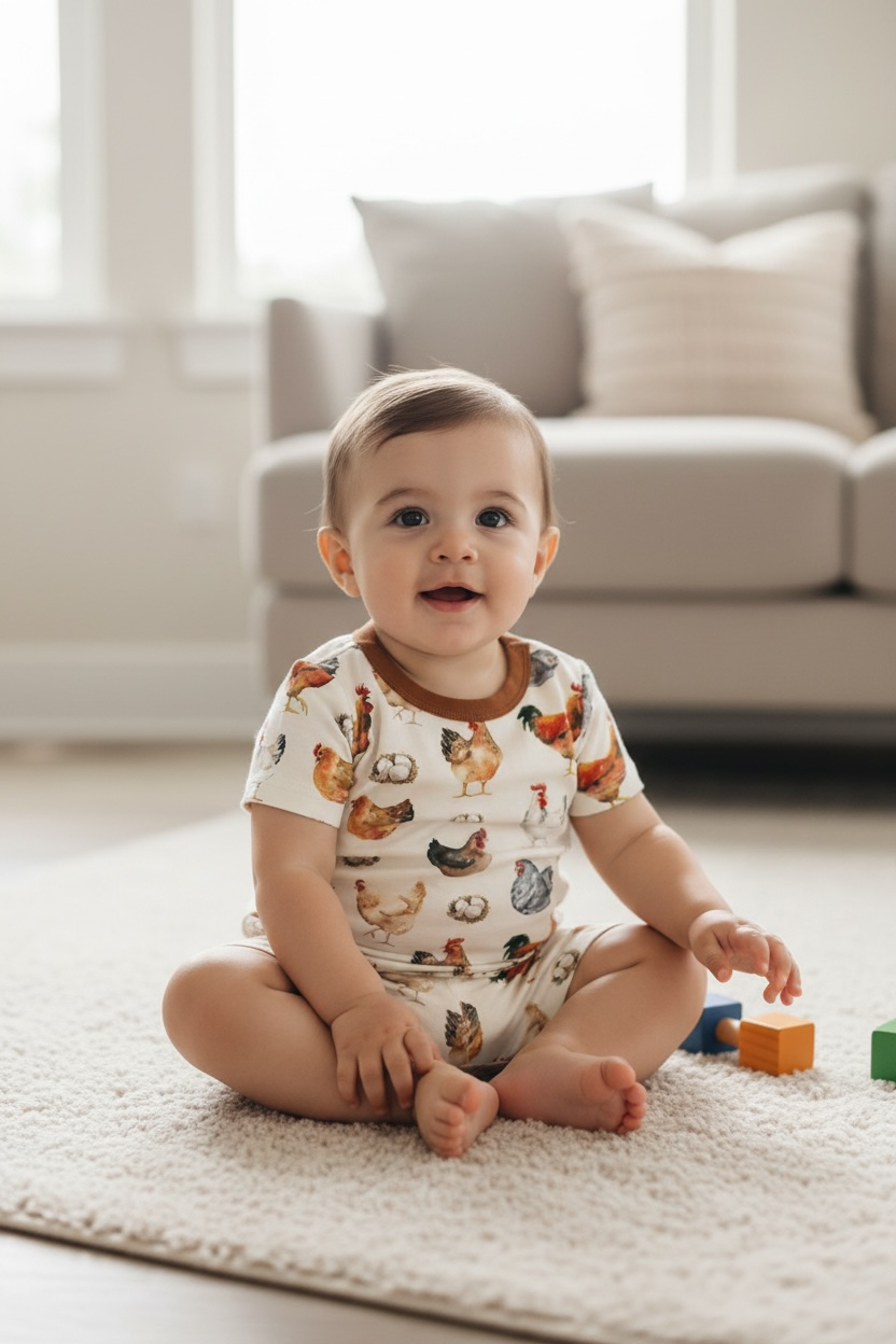 Chicken Bamboo Baby 2- piece Short Set