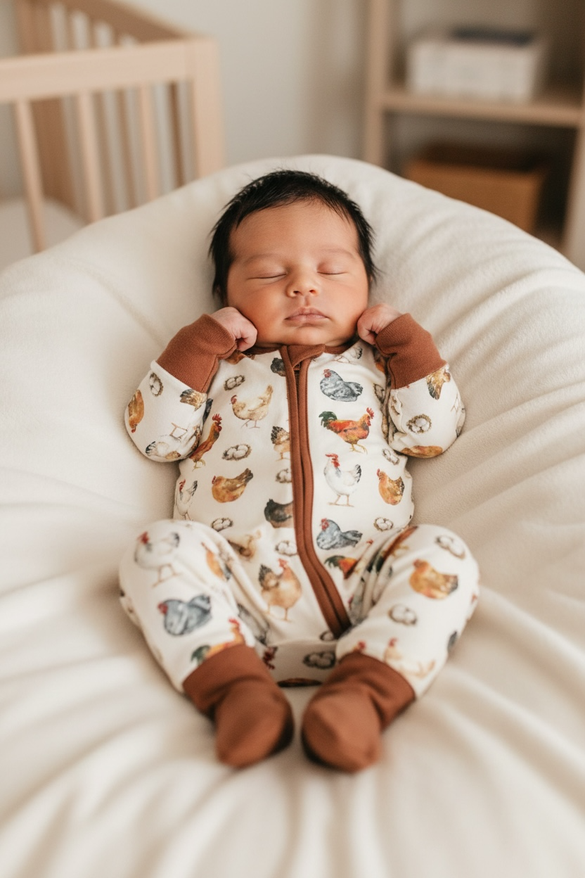 Chicken Bamboo Baby Zipper Romper