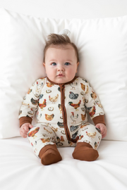 Chicken Bamboo Baby Zipper Romper