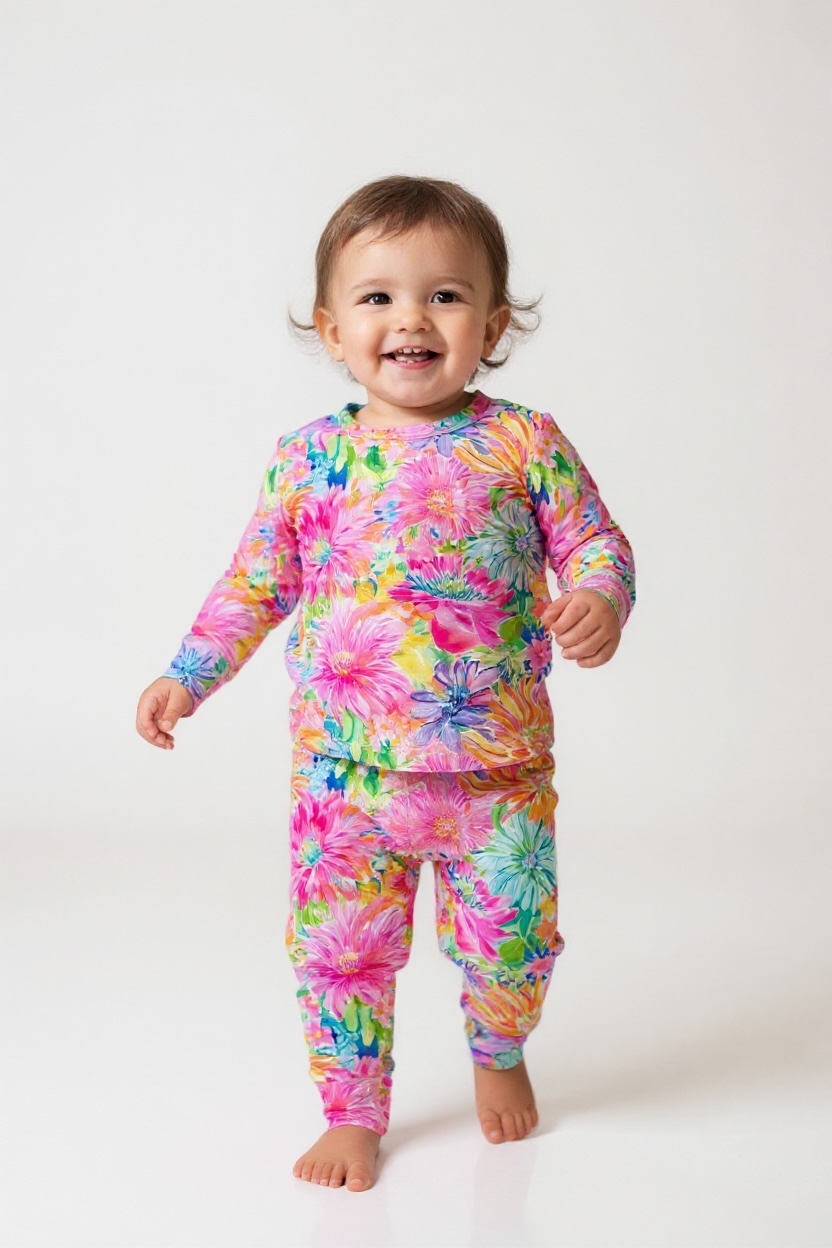 Neon Floral Bamboo Toddler 2 Piece Set