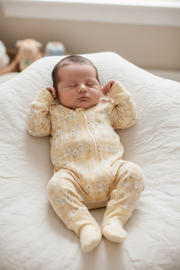 Yellow Daisy Baby Bamboo Zipper Romper