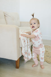GOTS Certified Organic Cotton Short Sleeve Playsuit - Celadon Quail