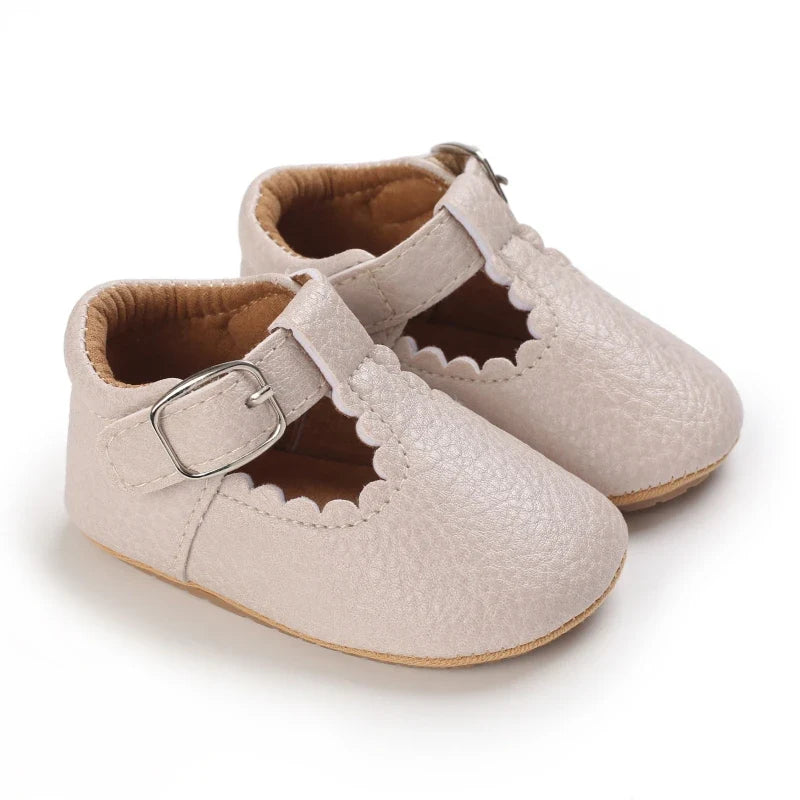Baby Shoes Classic Stripe Leather – Multicolor Boy & Girl Shoes, Anti-Slip Rubber Sole First Walkers Infant Moccasins