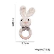 1pc Baby Rattles - Crochet Bunny Rattle Toy, Wood Ring Baby Teether, Rodent Baby Gym Mobile, Newborn Educational Toys Gift