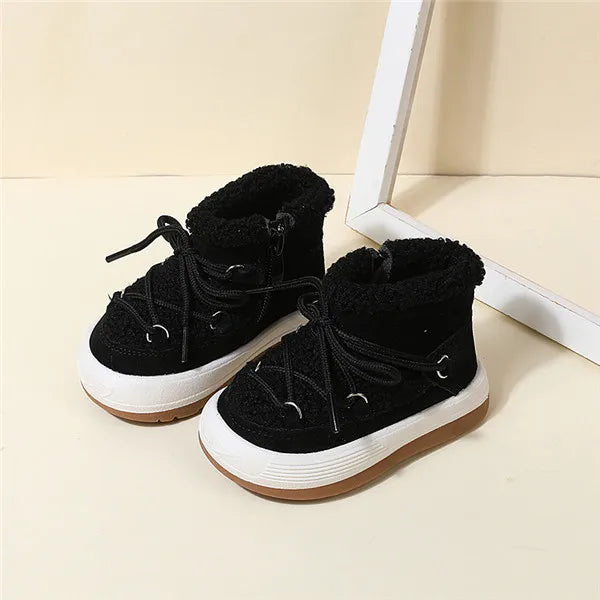Warm Baby Boots with Plush Lining and Rubber Sole for Toddlers and Kids