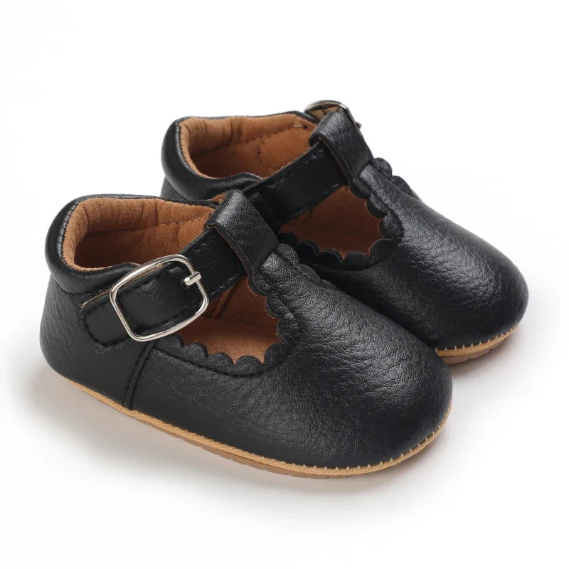 Baby Shoes Classic Stripe Leather – Multicolor Boy & Girl Shoes, Anti-Slip Rubber Sole First Walkers Infant Moccasins