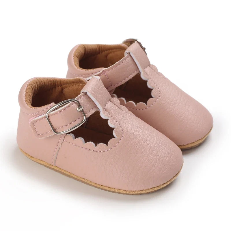 Baby Shoes Classic Stripe Leather – Multicolor Boy & Girl Shoes, Anti-Slip Rubber Sole First Walkers Infant Moccasins