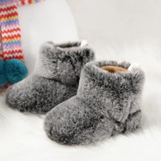 KIDSUN Baby Booties, Newborn Infant Boy Girl Non-Slip Soft Sole Crib Shoes, Toddler Plush Fluff Winter Warm Prewalker Boots