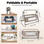 Baby Cradle Swing with Music, 5 Speed Electric Crib Auto Rocking Chair Bed, Foldable Baby Rocker for 0-36 Months, Khaki