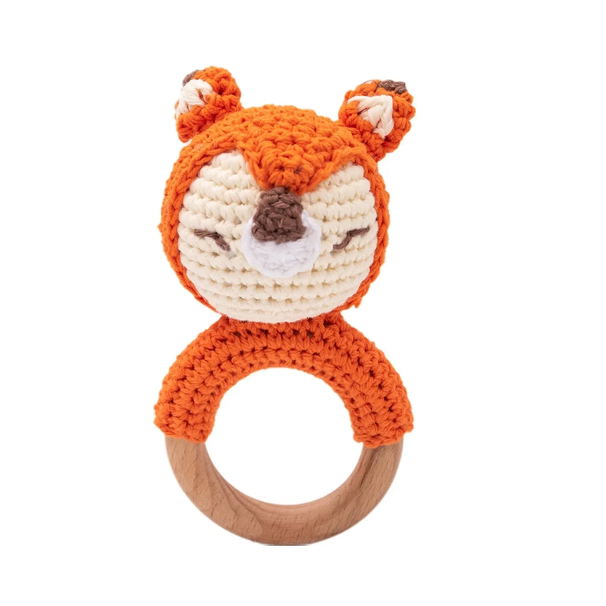 1pc Baby Rattles - Crochet Bunny Rattle Toy, Wood Ring Baby Teether, Rodent Baby Gym Mobile, Newborn Educational Toys Gift