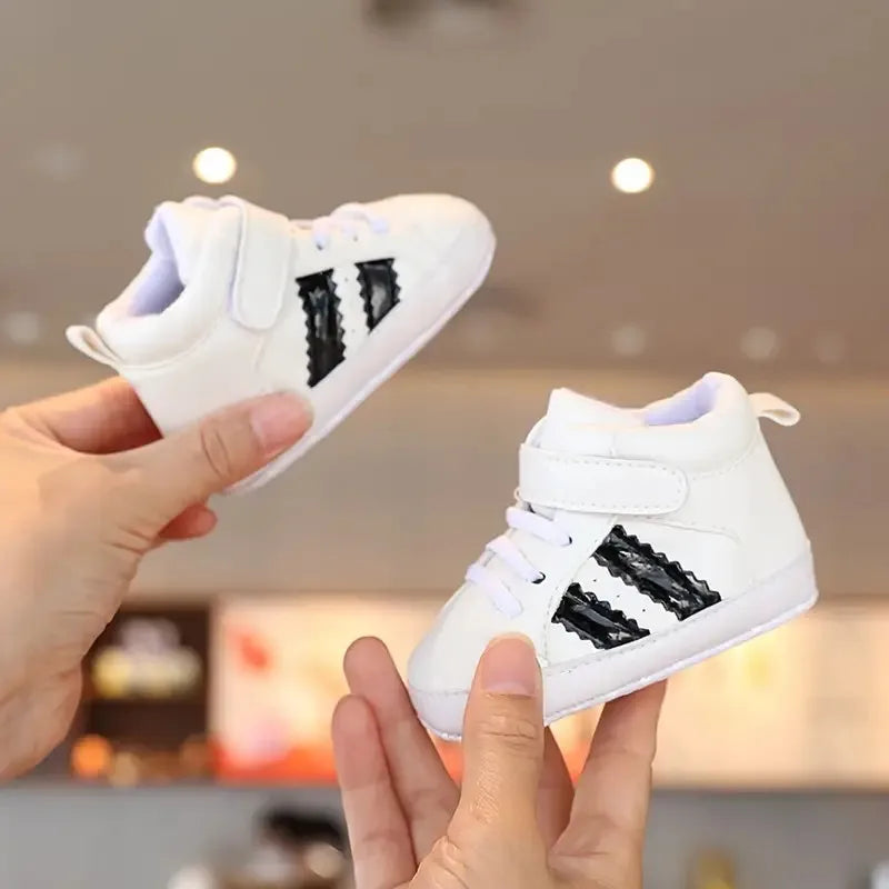 New 0-18M Baby Shoes – Newborn Infant Toddler Casual PU Leather First Walkers, Cotton Sole Anti-Slip Crib Shoes