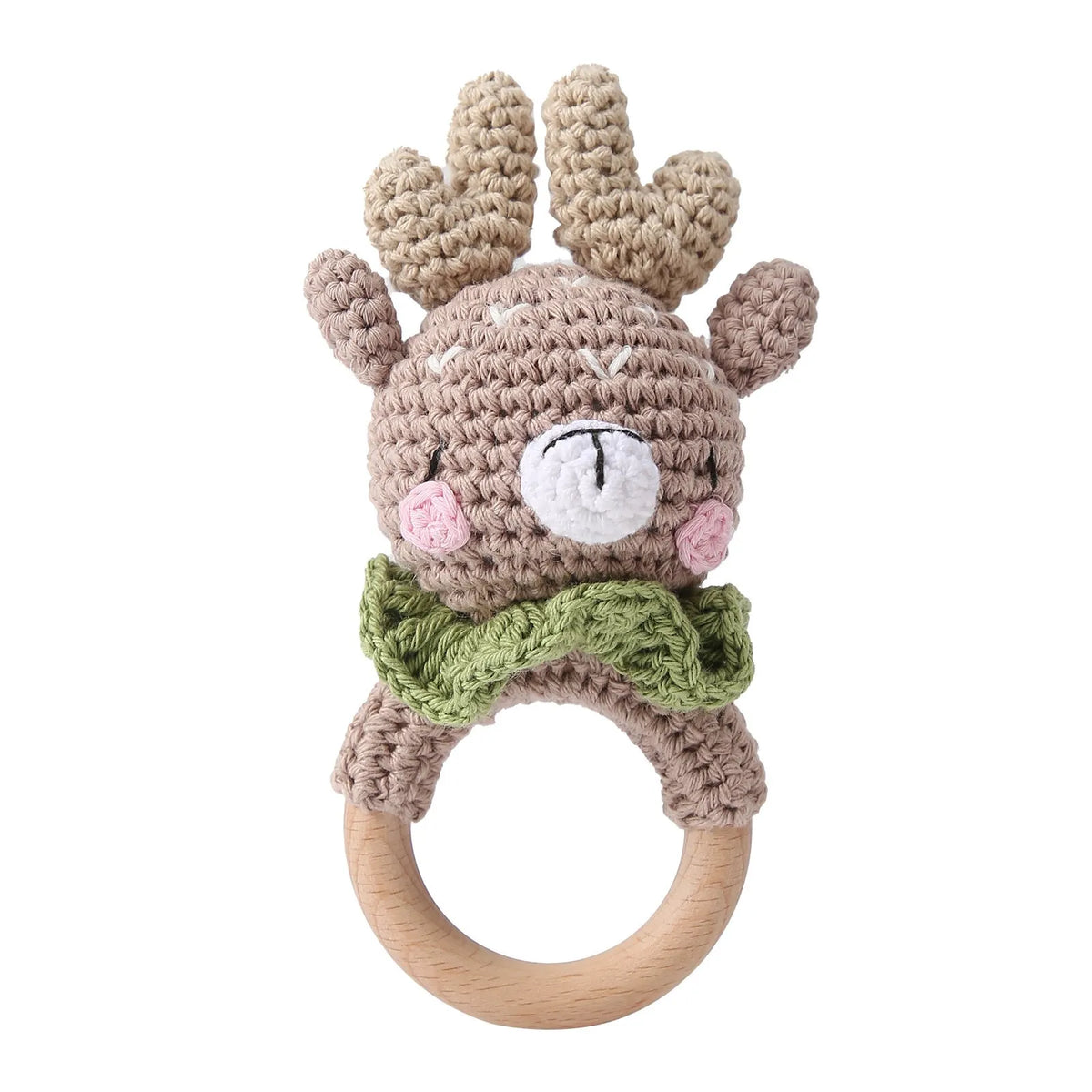 1pc Baby Rattles - Crochet Bunny Rattle Toy, Wood Ring Baby Teether, Rodent Baby Gym Mobile, Newborn Educational Toys Gift